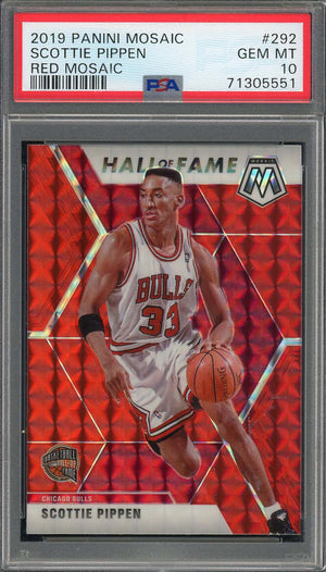 Scottie Pippen 2019 Panini Mosaic Red Prizm Basketball Card #292 Graded PSA 10-Powers Sports Memorabilia