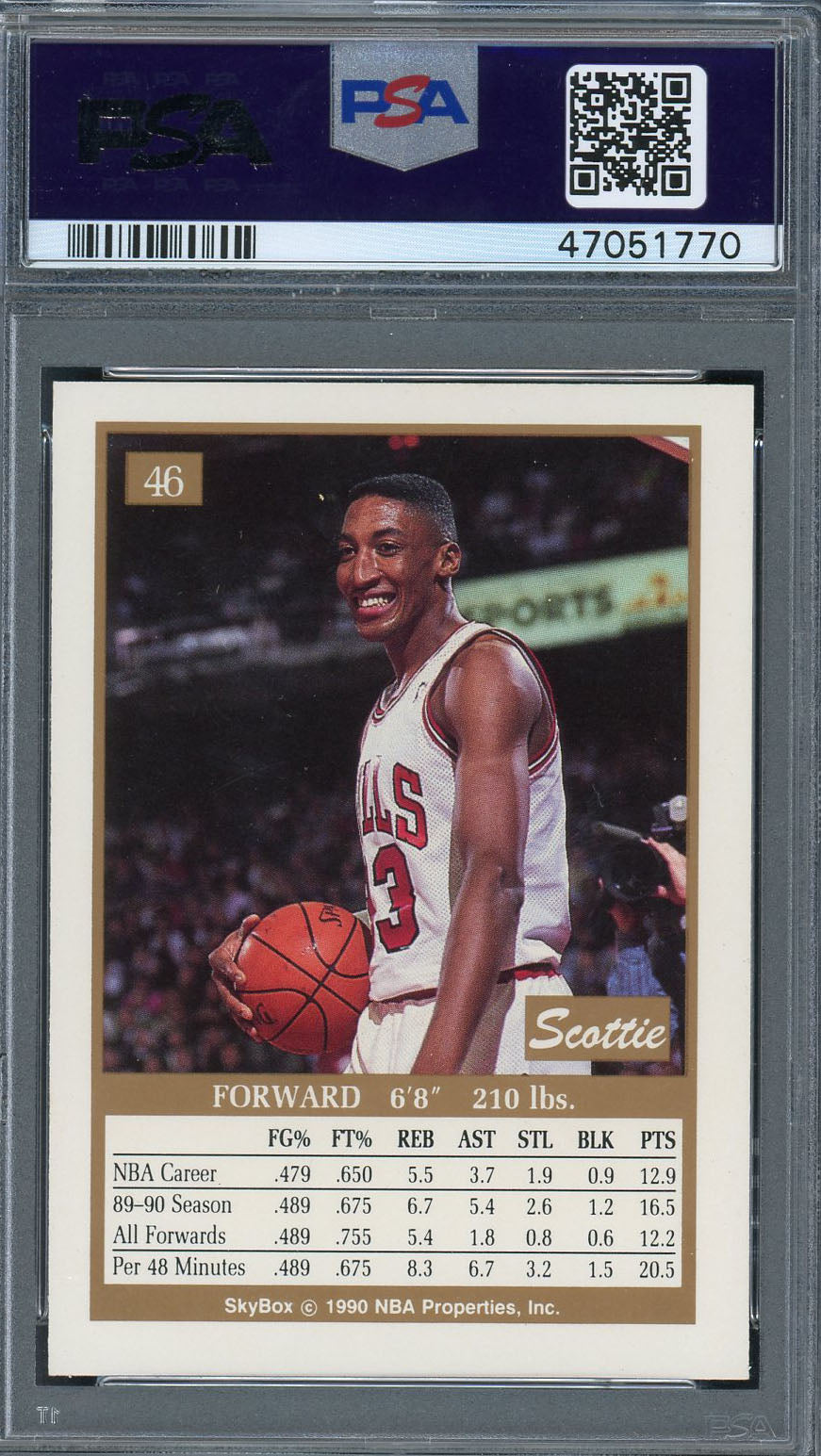 Scottie Pippen 1990 Skybox Basketball Card #46 Graded PSA 9 MINT-Powers Sports Memorabilia