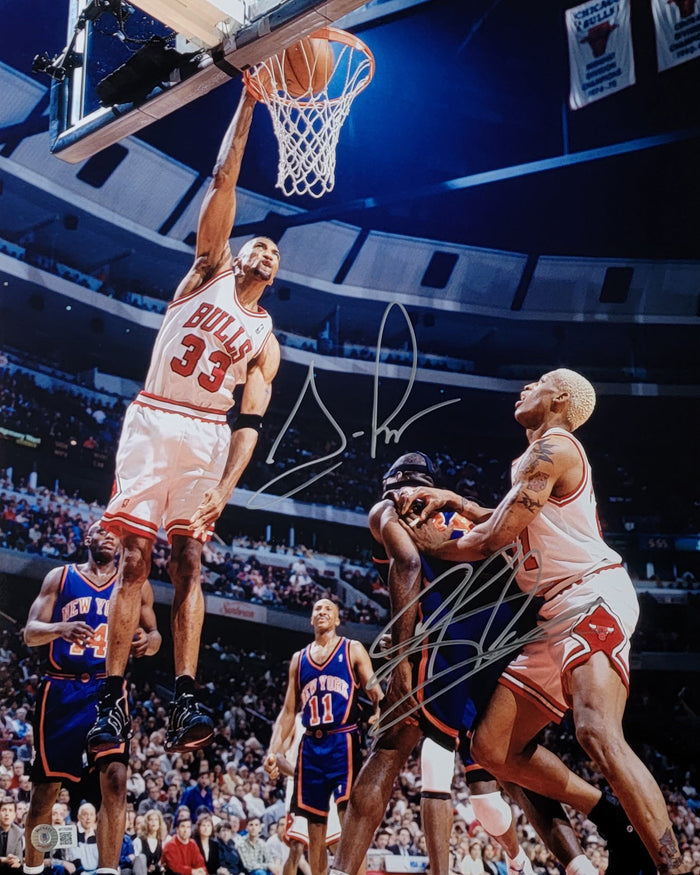 Scottie Pippen & Dennis Rodman Signed Chicago Bulls 16X20 Photo - Beckett-Powers Sports Memorabilia