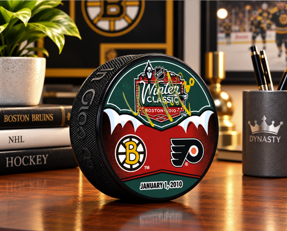 Tim Thomas Boston Bruins Signed 2010 Winter Classic Faceoff Puck-Powers Sports Memorabilia