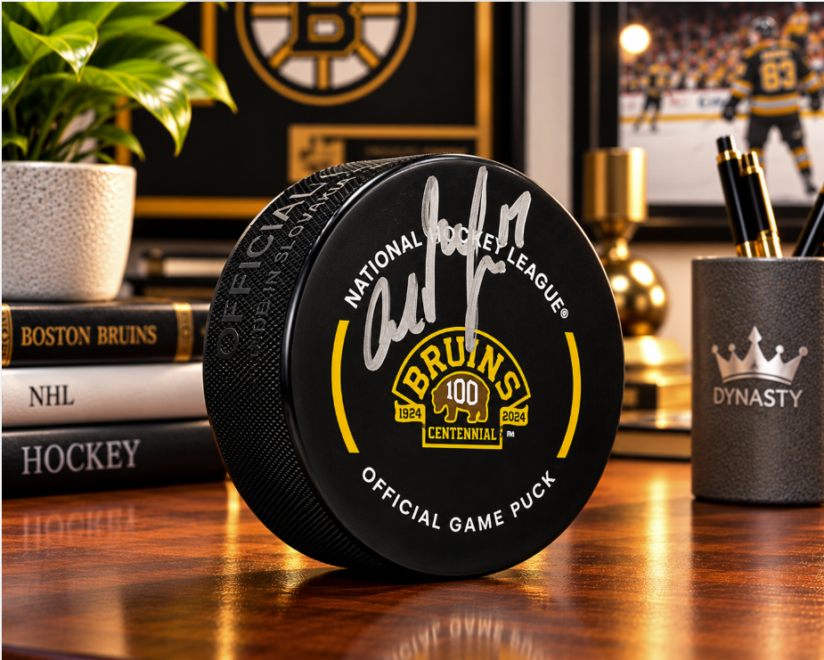 Milan Lucic Boston Bruins Signed 100th Anniversary Hockey Game Puck-Powers Sports Memorabilia