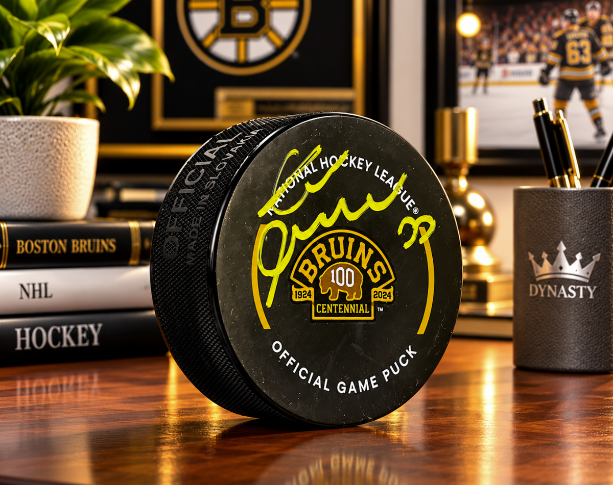 Zdeno Chára Boston Bruins Signed 100th Anniversary Hockey Game Model Puck-Powers Sports Memorabilia