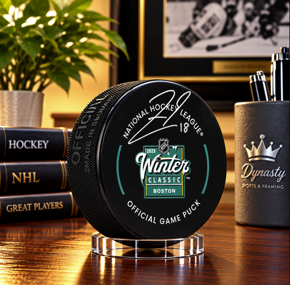 Pavel Zacha Boston Bruins Signed 2023 Winter Classic Game Model Puck