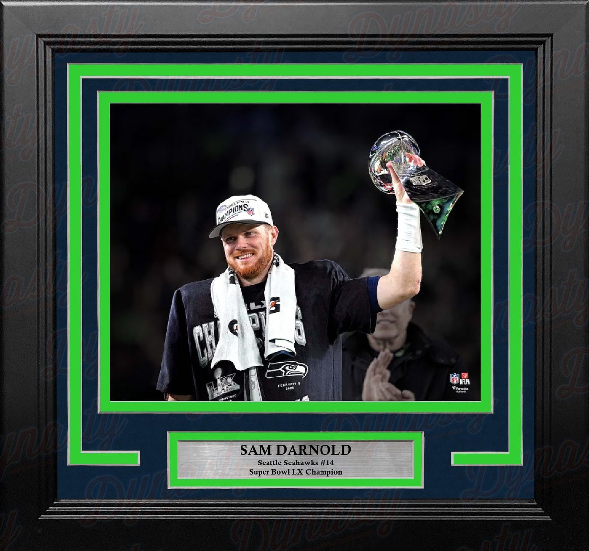 Sam Darnold Super Bowl LX Lombardi Trophy Seattle Seahawks 8" x 10" Framed Football Display Photo-Powers Sports Memorabilia