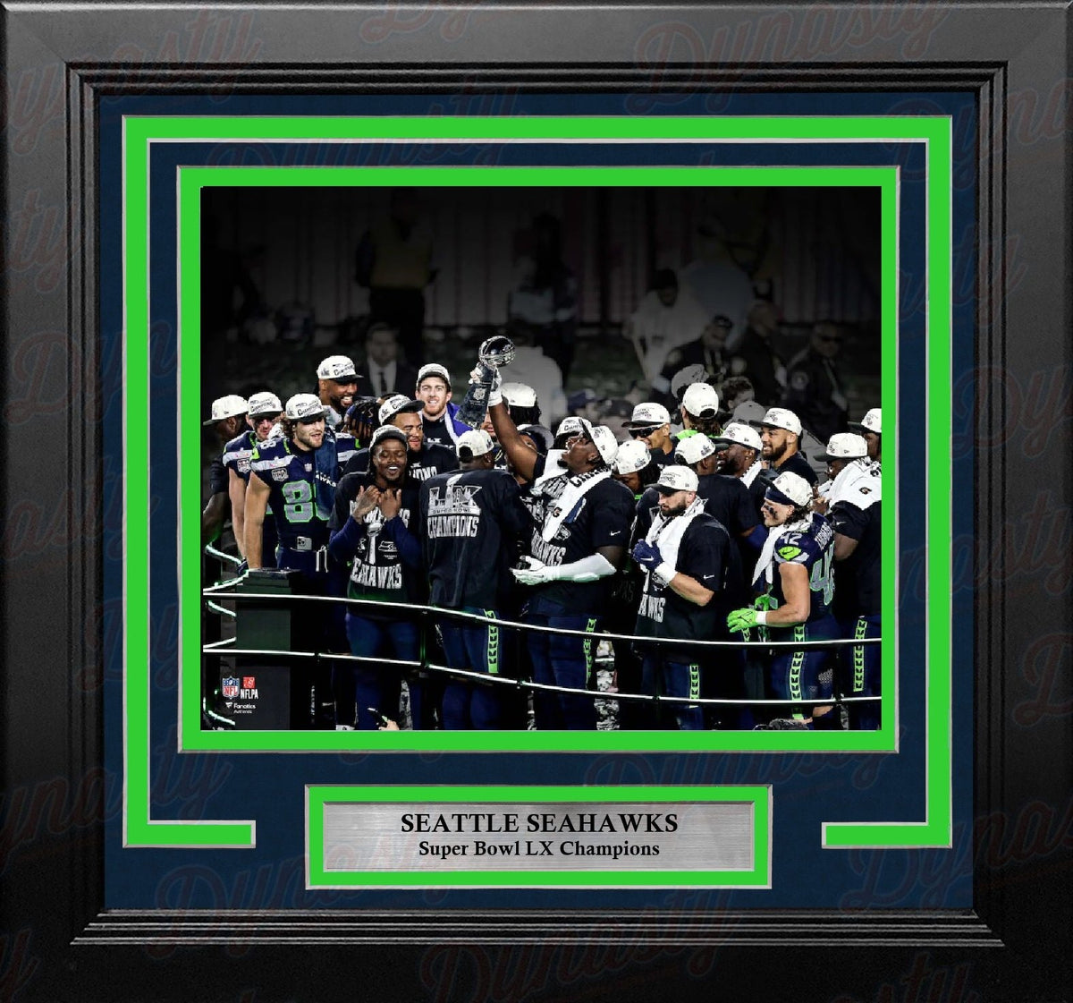 Seattle Seahawks Super Bowl LX Champions Trophy Celebration 8" x 10" Framed Football Display Photo-Powers Sports Memorabilia