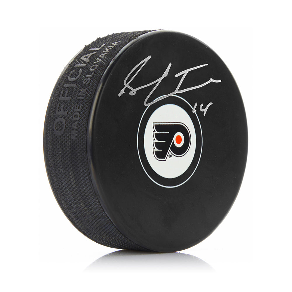 Sean Couturier Philadelphia Flyers Signed Hockey Logo Puck-Powers Sports Memorabilia