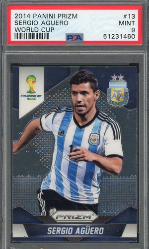 Sergio Aguero 2014 Panini Prizm World Cup Card #13 PSA 9-Powers Sports Memorabilia