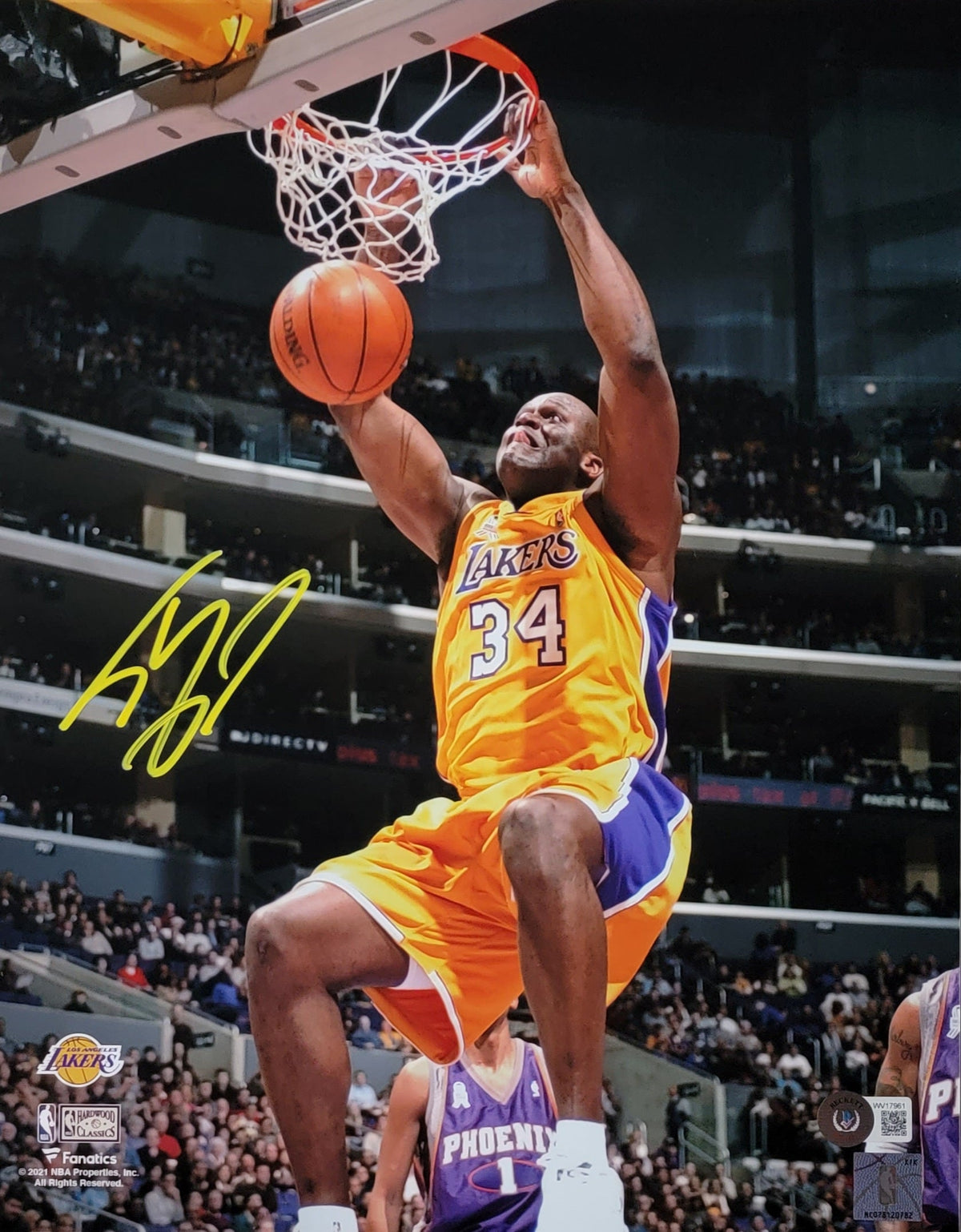 Shaquille O'Neal Autographed Los Angeles Lakers 11x14 Photo Beckett Witnessed-Powers Sports Memorabilia