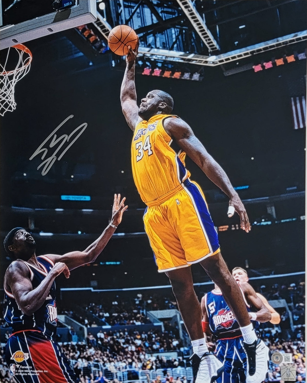 Shaquille O'Neal Autographed Los Angeles Lakers 16x20 Photo Beckett Witnessed #1-Powers Sports Memorabilia