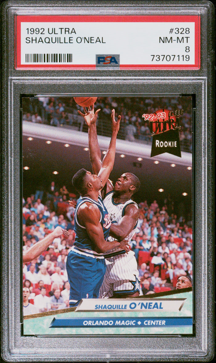 Shaquille O'Neal 1992 Fleer Ultra Basketball Rookie Card RC #328 Graded PSA 8-Powers Sports Memorabilia