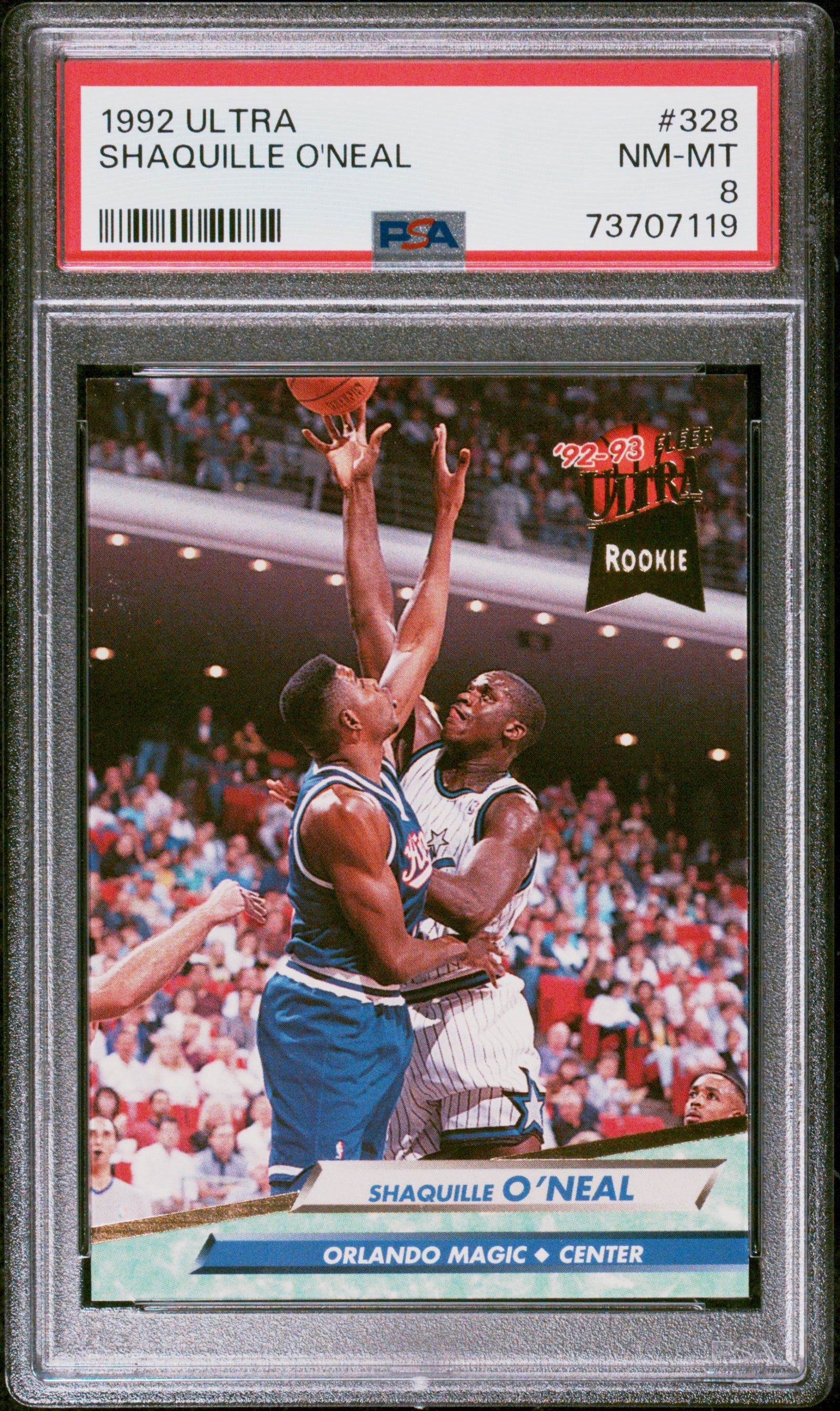 Shaquille O'Neal 1992 Fleer Ultra Basketball Rookie Card RC #328 Graded PSA 8-Powers Sports Memorabilia