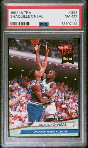 Shaquille O'Neal 1992 Fleer Ultra Basketball Rookie Card RC #328 Graded PSA 8-Powers Sports Memorabilia