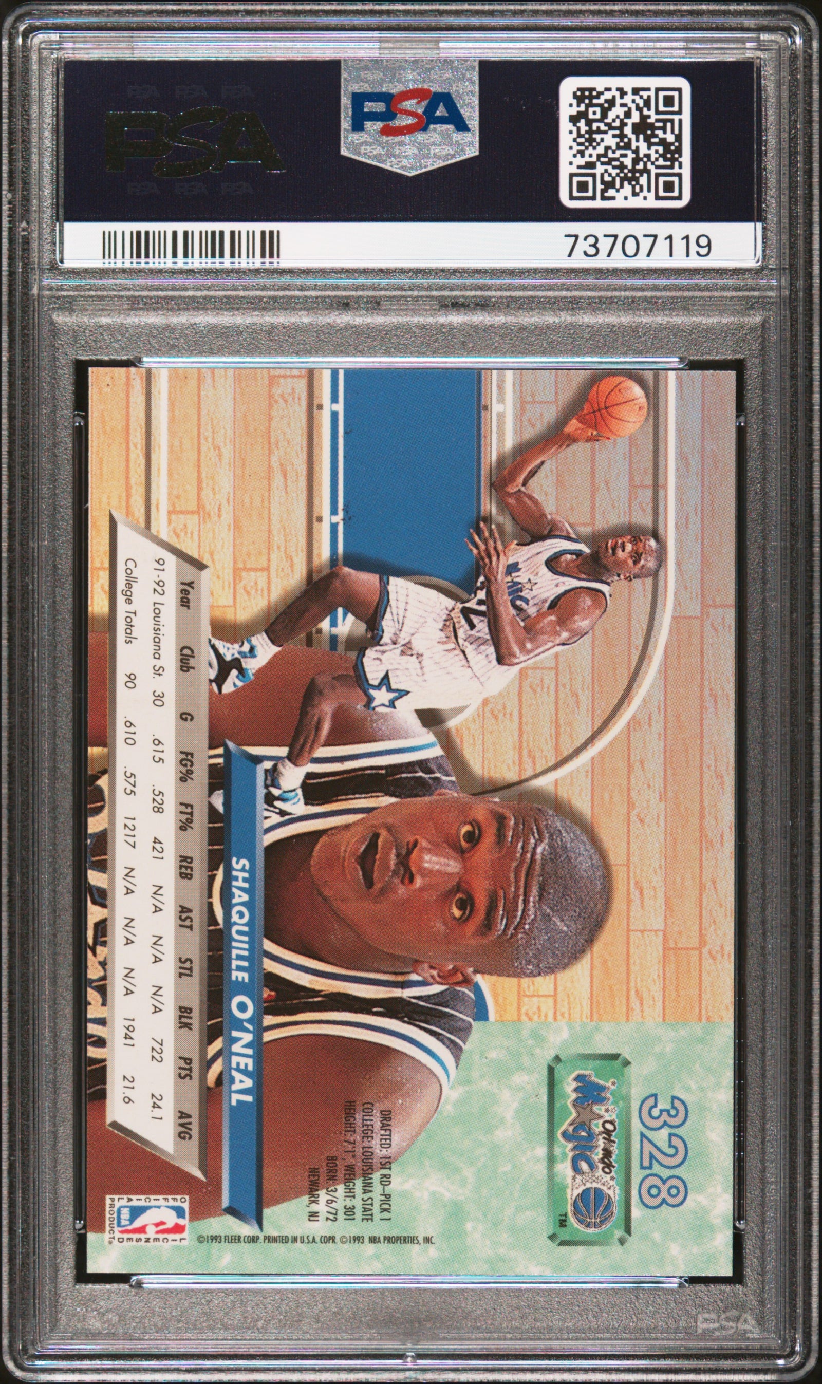 Shaquille O'Neal 1992 Fleer Ultra Basketball Rookie Card RC #328 Graded PSA 8-Powers Sports Memorabilia