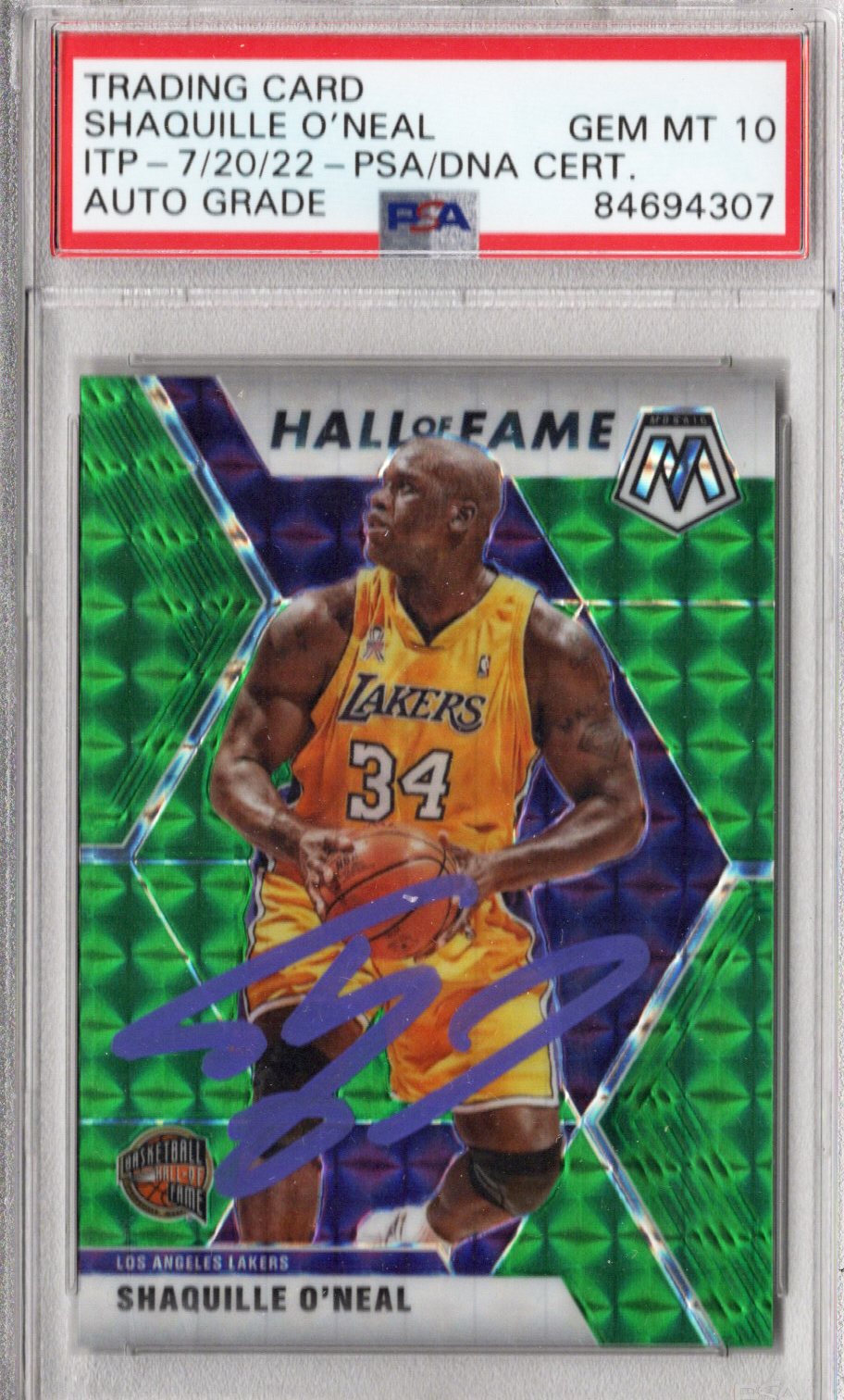 Shaquille O'Neal Signed Lakers Encapsulated 2019-20 Panini Mosaic Hall Of Fame Card #281 - PSA GEM MT. 10-Powers Sports Memorabilia