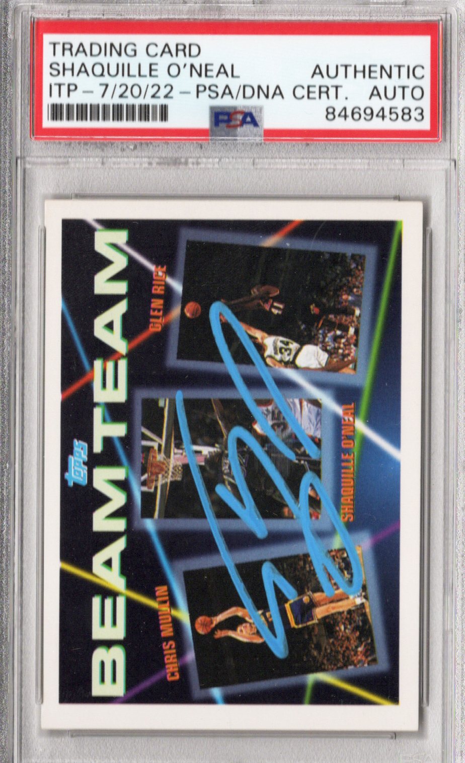 Shaquille O'Neal Signed Orlando Magic Encapsulated 1993 Topps Beam Team Card #7 of 7 PSA ITP-Powers Sports Memorabilia