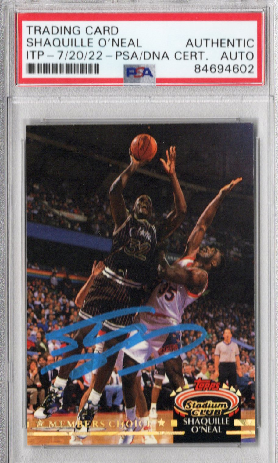 Shaquille O'Neal Signed Orlando Magic Encapsulated 1992-93 Topps Stadium Club Rookie Card #201 - PSA AUTHENTIC-Powers Sports Memorabilia
