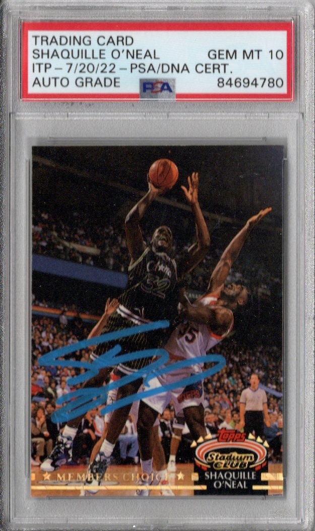 Shaquille O'Neal Signed Orlando Magic Encapsulated 1992-93 Topps Stadium Club Rookie Card #201 - PSA AUTO GRADE GEM MT 10-Powers Sports Memorabilia