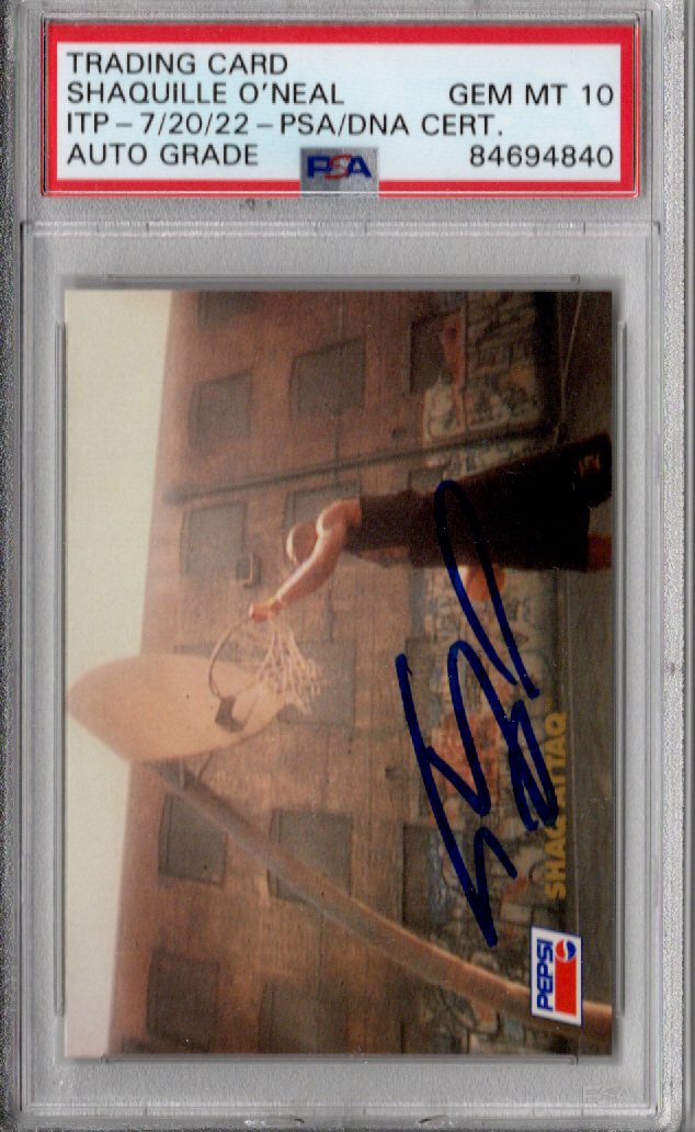Shaquille O'Neal Signed Orlando Magic 1993 Rookie SkyBox Shaq Attaq Pepsi #2 Card PSA AUTO GRADE GEM MT 10-Powers Sports Memorabilia