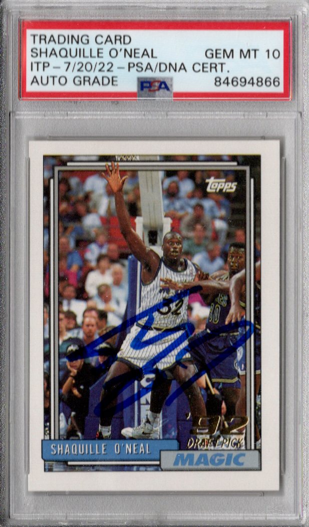 Shaquille O'Neal Signed Orlando Magic 1993 Topps # 362 Rookie Card PSA AUTO GRADE GEM MT 10-Powers Sports Memorabilia