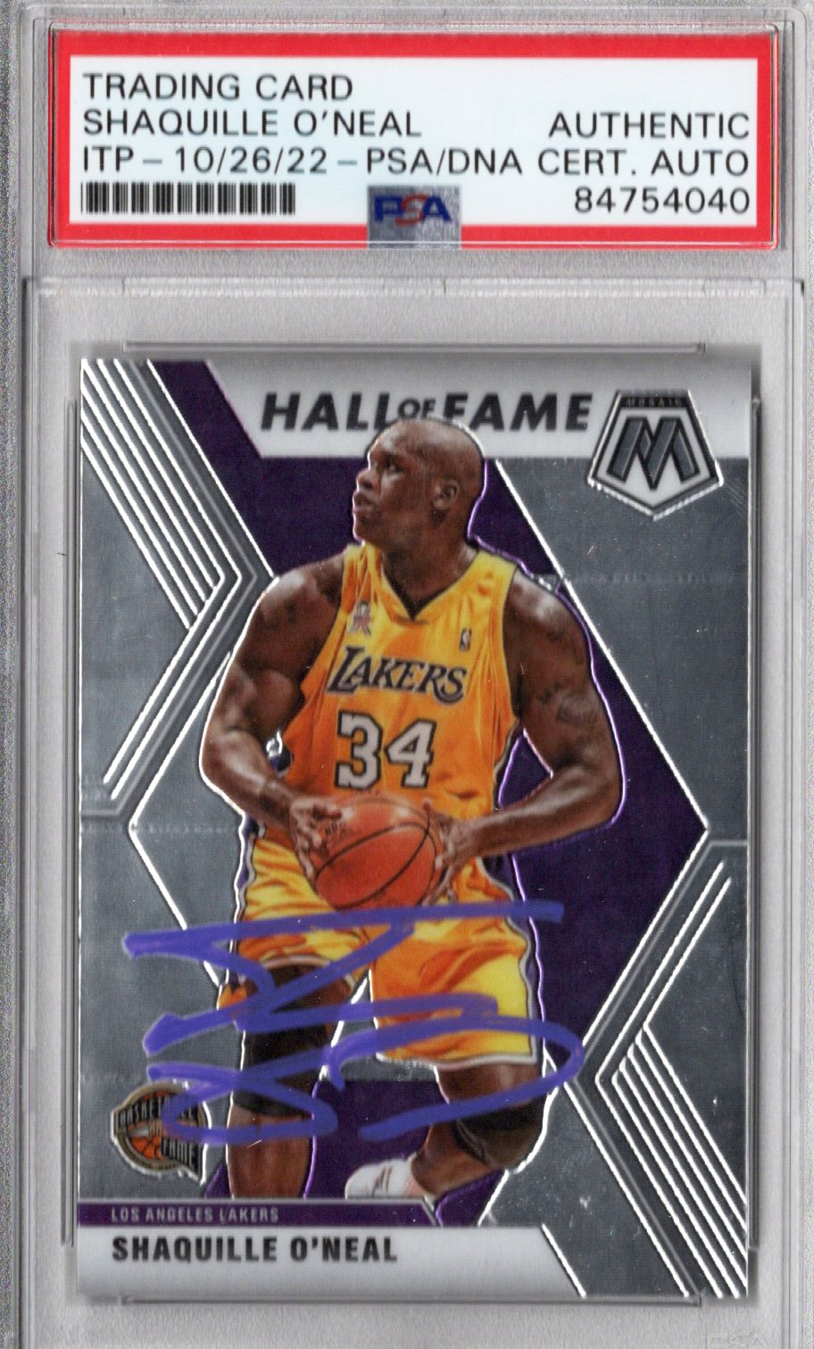 Shaquille O'Neal Signed Los Angeles Lakers Encapsulated 2019-20 Panini Mosaic Hall Of Fame Card #281 - PSA AUTHENTIC-Powers Sports Memorabilia