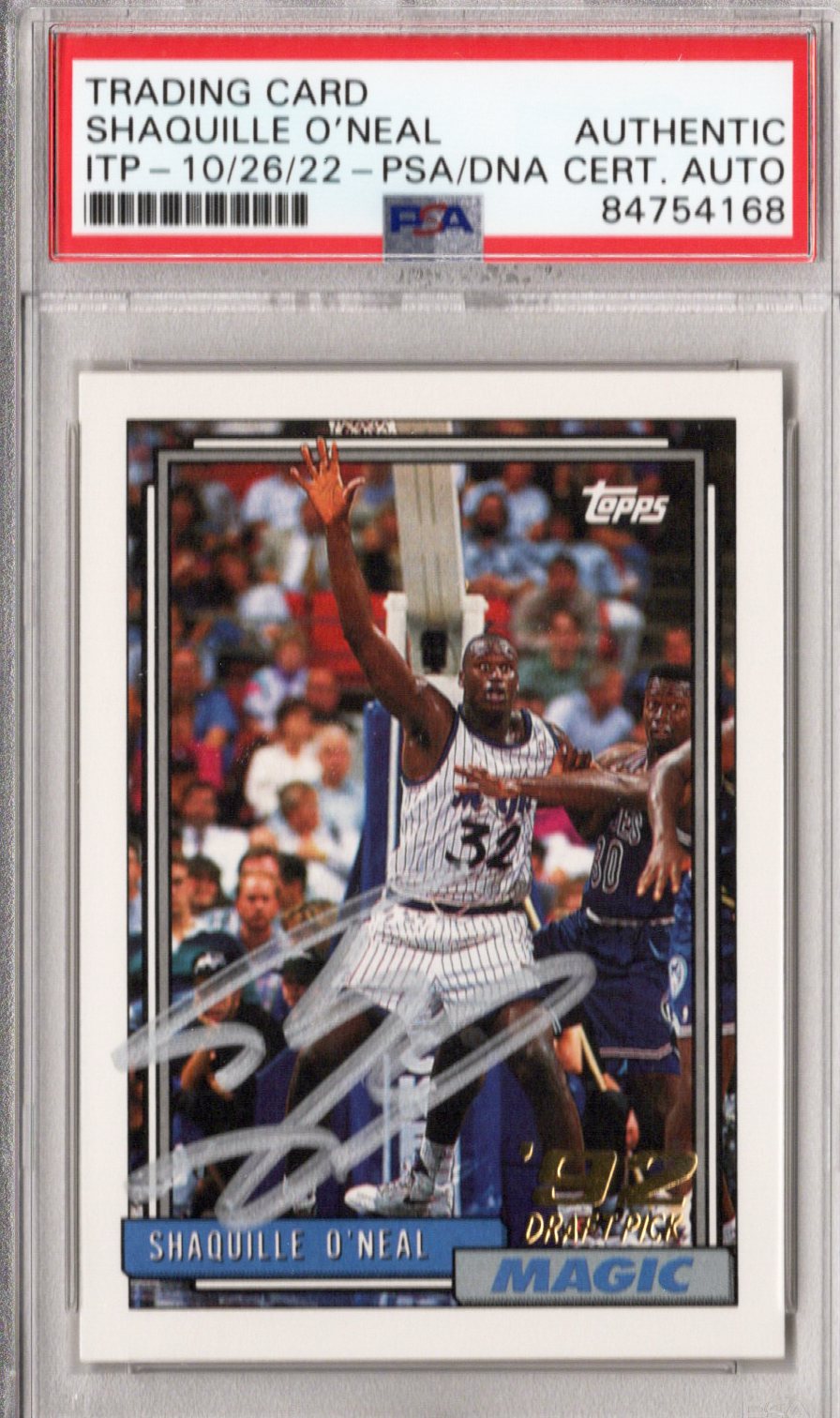 Shaquille O'Neal Signed Orlando Magic Encapsulated 1992-93 Topps '92 Draft Rookie Card #362 - PSA AUTHENTIC-Powers Sports Memorabilia