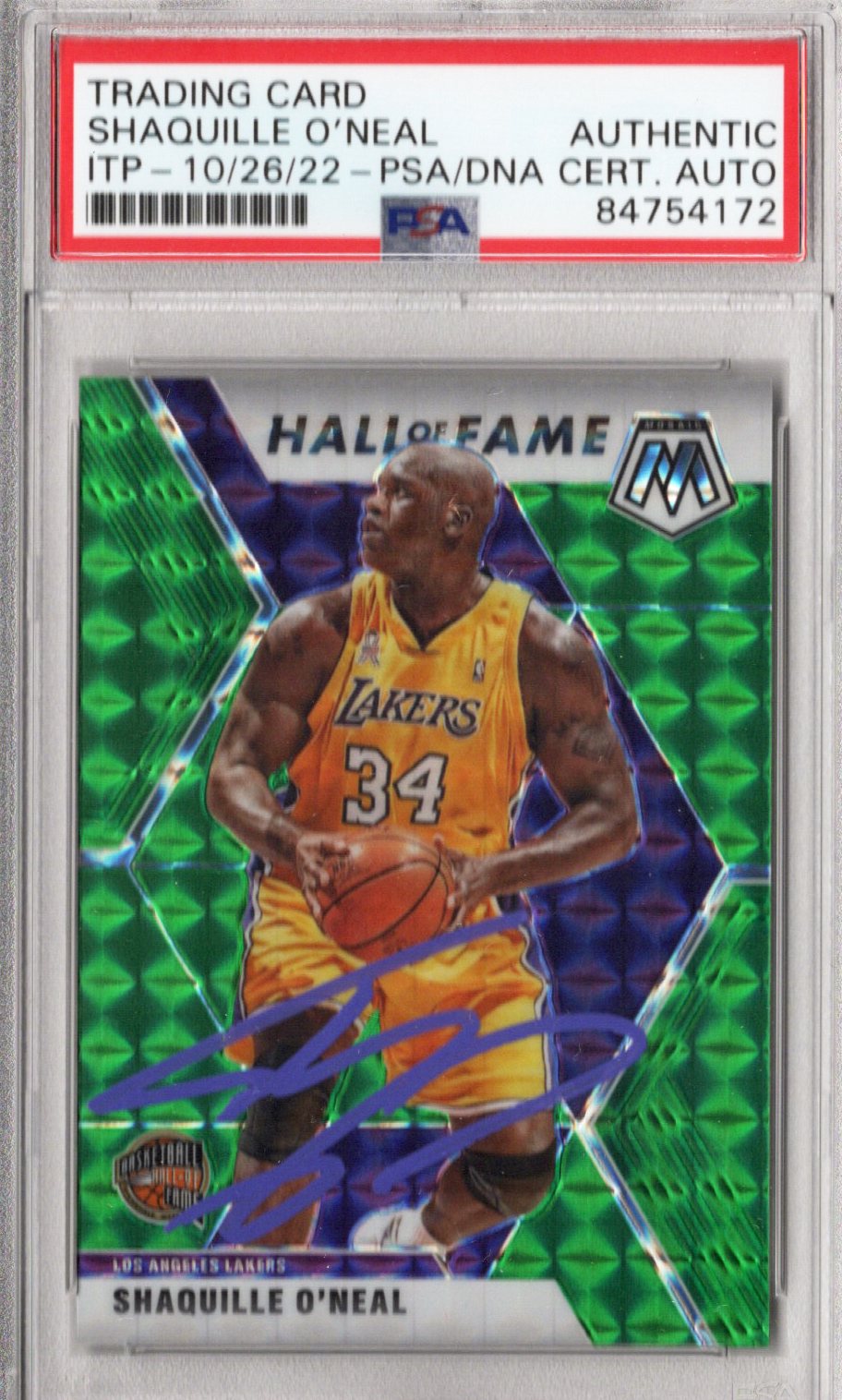 Shaquille O'Neal Signed Los Angeles Lakers Encapsulated 2019-20 Panini Mosaic Prizm Hall Of Fame Card #281 - PSA AUTHENTIC AUTO - PSA Cert #84754172-Powers Sports Memorabilia