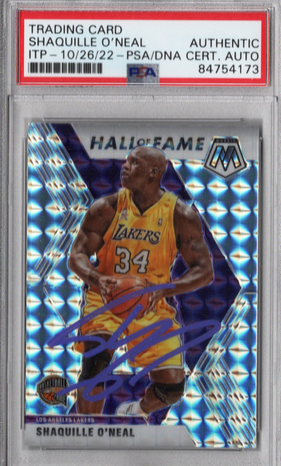 Shaquille O'Neal Signed Los Angeles Lakers Encapsulated 2019-20 Panini Mosaic Prizm Hall Of Fame Card #281 - PSA AUTHENTIC AUTO-Powers Sports Memorabilia
