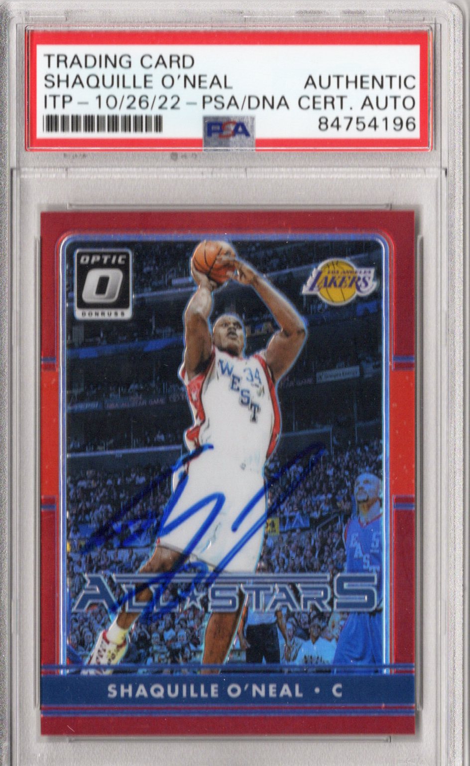 Shaquille O'Neal Signed Los Angeles Lakers Encapsulated 2016-17 Panini Donruss Optic Card #4 - PSA AUTHENTIC AUTO-Powers Sports Memorabilia