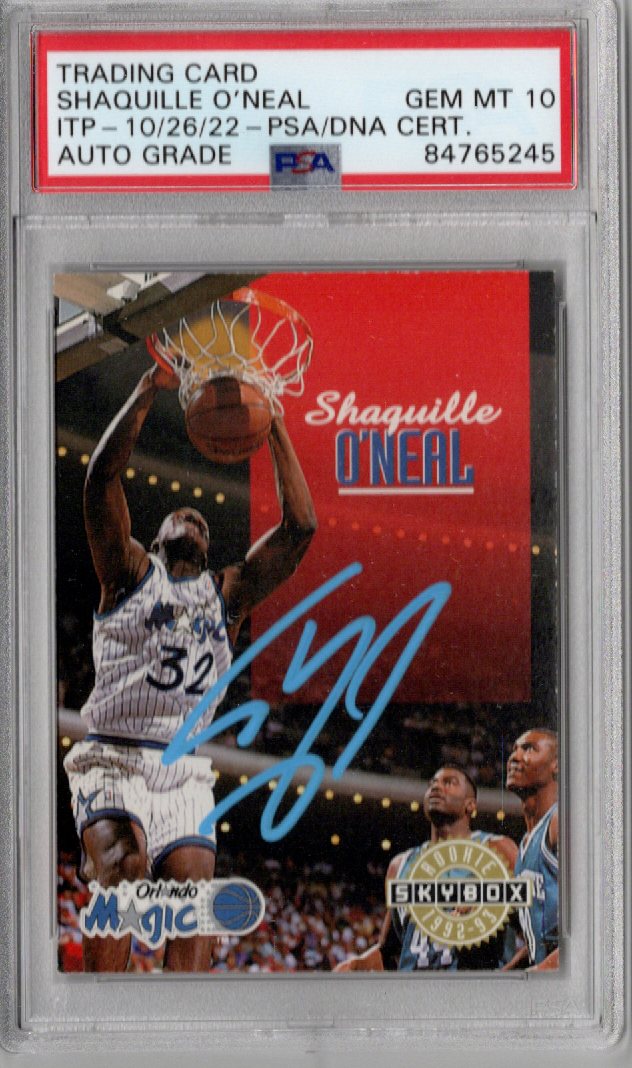 Shaquille O'Neal Signed Orlando Magic 1992-93 Sky Box Rookie #382 Rookie Card - PSA AUTO GRADE GEM MT. 10-Powers Sports Memorabilia