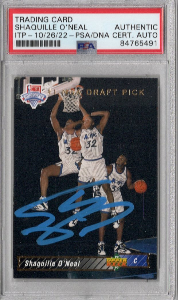Shaquille O'Neal Signed Orlando Magic 1992-93 Upper Deck #1 NBA Draft Pick Rookie Card #1 - PSA AUTHENTIC-Powers Sports Memorabilia