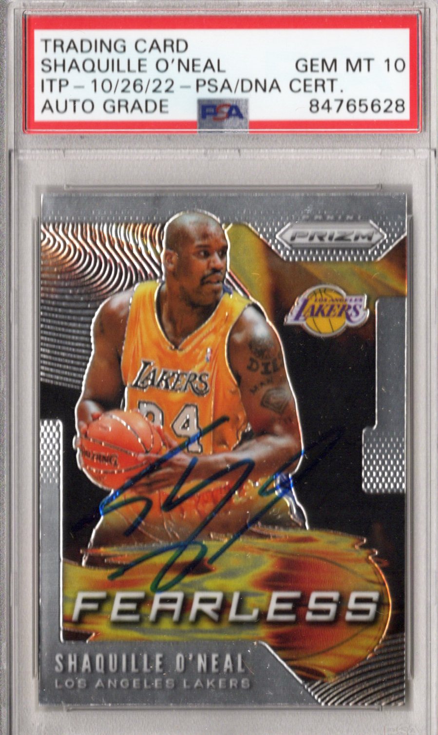 Shaquille O'Neal Signed Lakers Encapsulated 2019-20 #19 Panini Prizm Card PSA GEM MT 10-Powers Sports Memorabilia