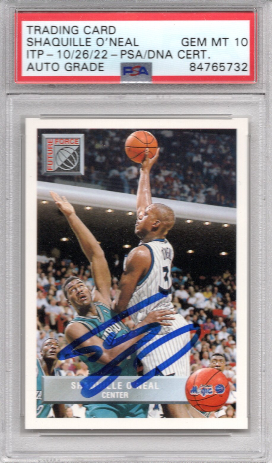 Shaquille O'Neal Signed Orlando Magic 1992-93 Upper Deck Future Force Rookie Card #0R5 PSA GEM MT. 10-Powers Sports Memorabilia