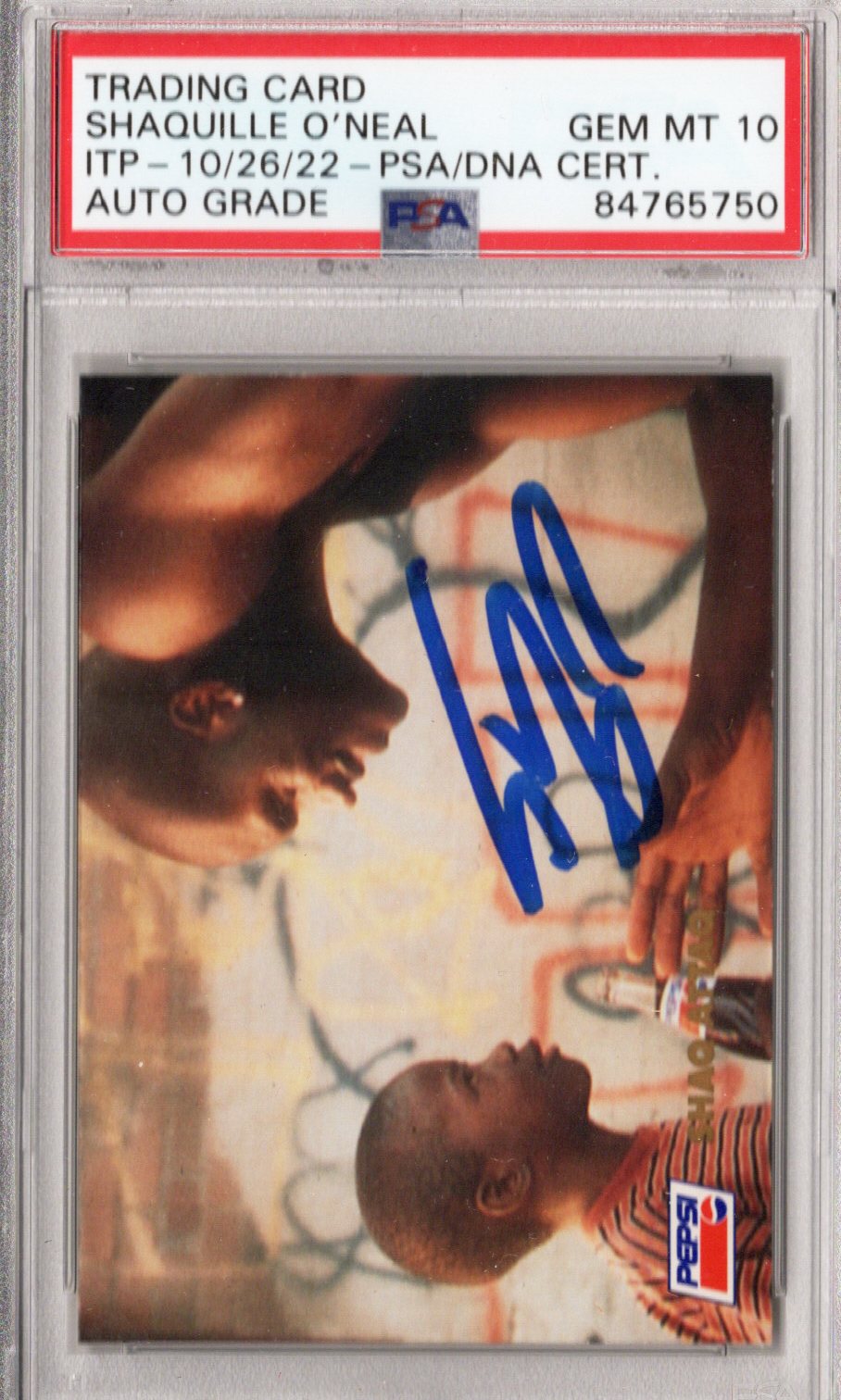 Shaquille O'Neal Signed Orlando Magic Encapsulated 1993 SkyBox Shaq Attaq Pepsi #3 Rookie Card PSA AUTO GRADE GEM MT 10-Powers Sports Memorabilia