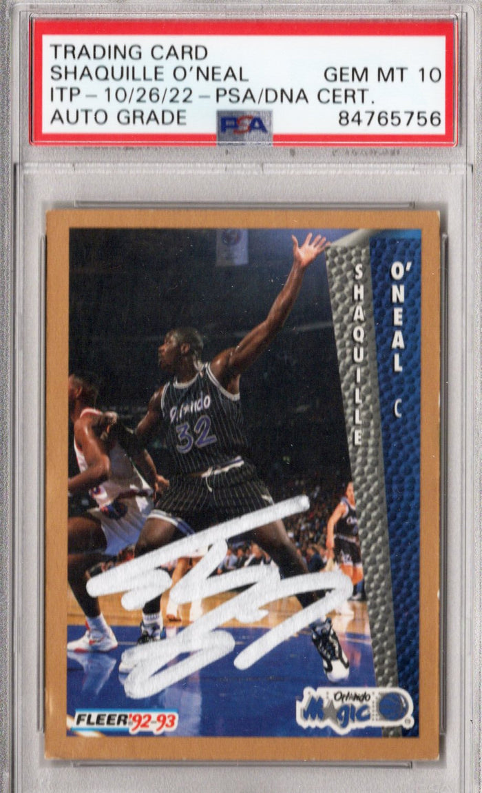 Shaquille O'Neal Signed Orlando Magic Encapsulated 1992-93 Fleer Rookie #37 Card - PSA AUTO GRADE GEM MT. 10-Powers Sports Memorabilia