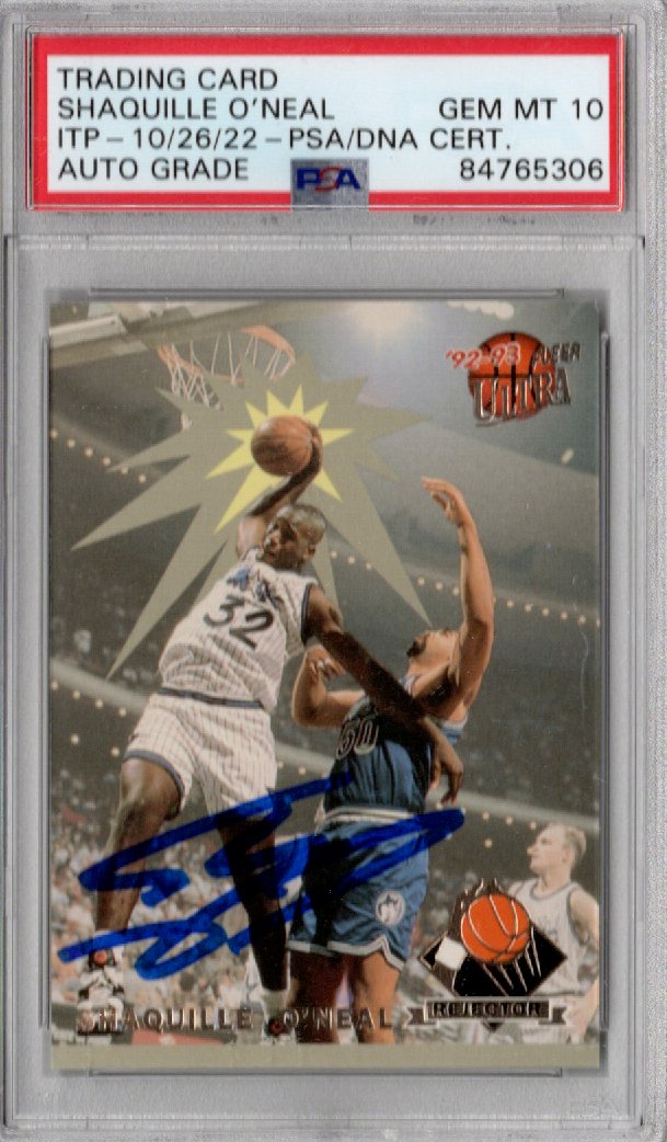 Shaquille O'Neal Signed Orlando Magic 1992-93 Fleer Ultra Rookie Rejector 4 of 5 Rookie Card - PSA AUTO GRADE GEM MT. 10-Powers Sports Memorabilia