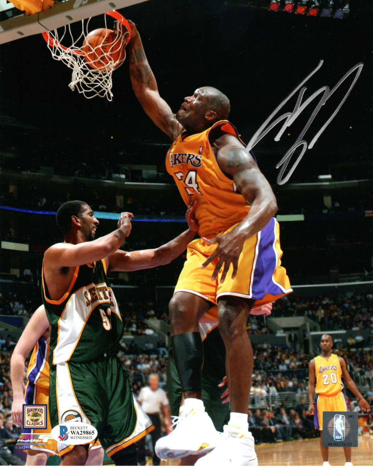 Shaquille O'Neal Autographed Los Angeles Lakers 8x10 Photo Beckett Witnessed #4-Powers Sports Memorabilia