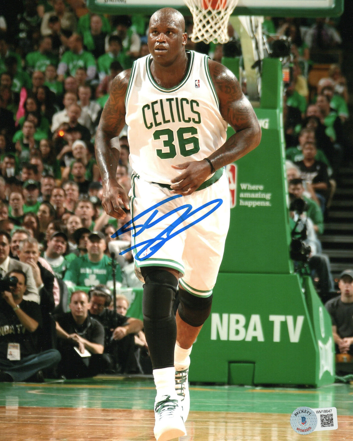 Shaquille O'Neal Autographed Boston Celtics 8x10 Photo Beckett Witnessed #2-Powers Sports Memorabilia