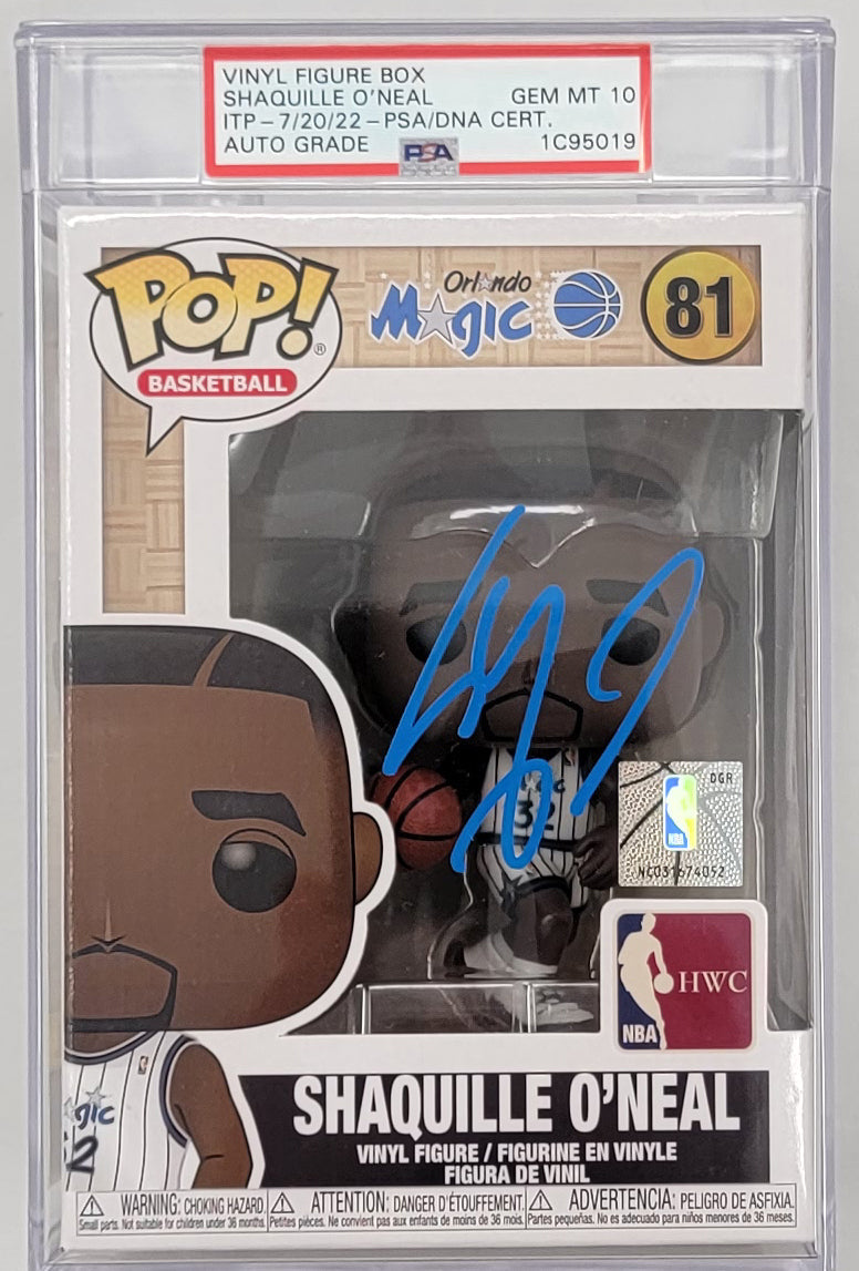 Shaquille O'Neal Signed Orlando Magic Encapsulated AUTO Grade GEM MT 10 Funko Pop PSA/DNA-Powers Sports Memorabilia