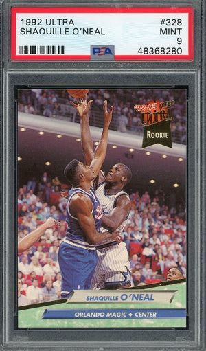 Shaquille O'Neal 1992 Fleer Ultra Basketball Rookie Card RC #328 Graded PSA 9 MINT-Powers Sports Memorabilia
