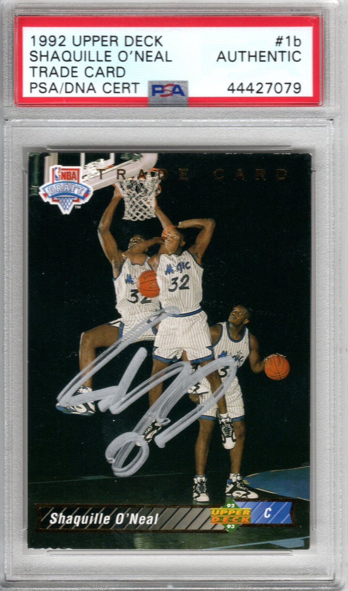 Shaquille O'Neal Autographed Orlando Magic Encapsulated 1992 Upper Deck Rookie Trading Card #1b PSA AUTHENTIC-Powers Sports Memorabilia
