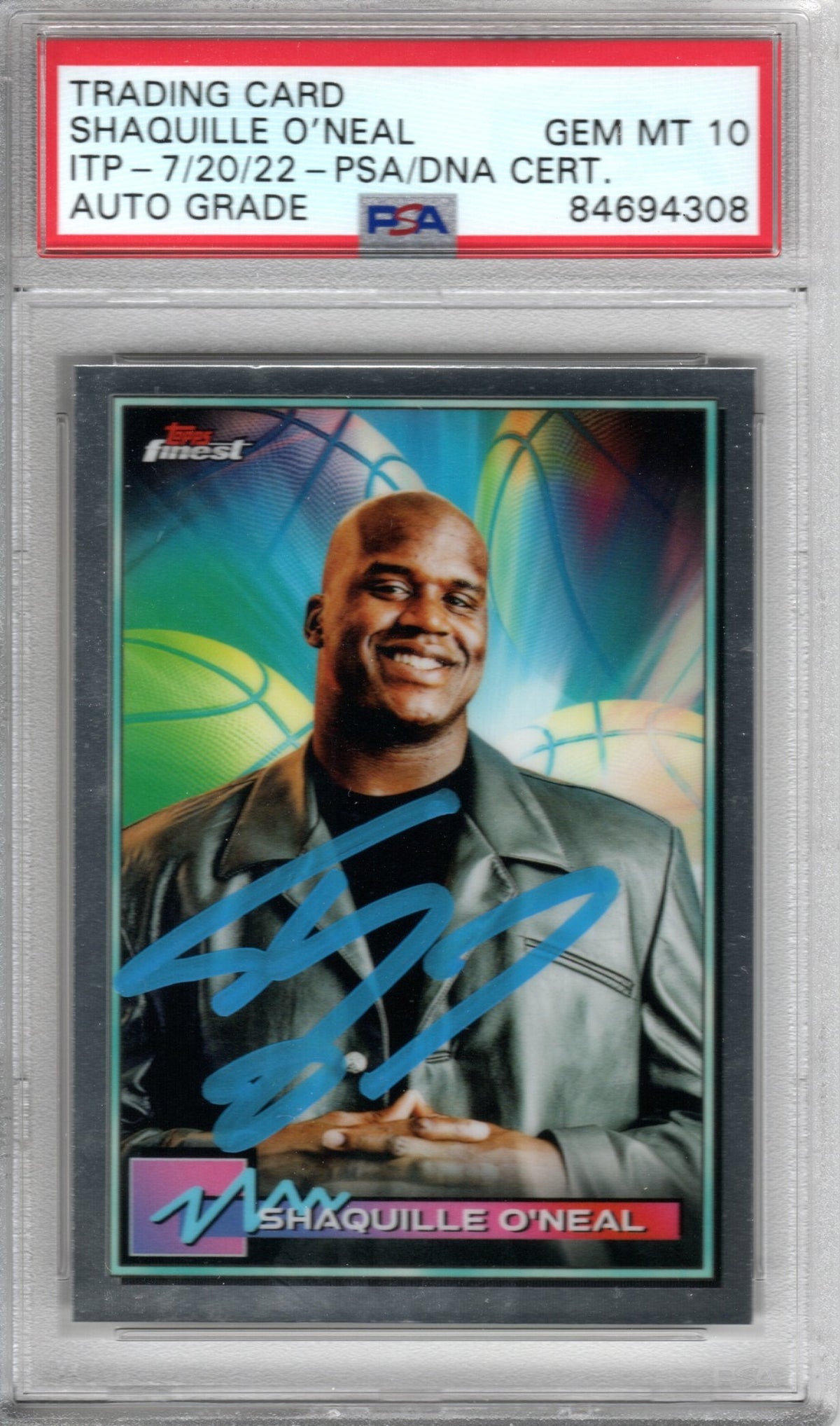 Shaquille O'Neal Signed Magic Lakers Heat Encapsulated 2021 Topps Finest #34 Card PSA AUTO GRADE GEM MINT 10-Powers Sports Memorabilia