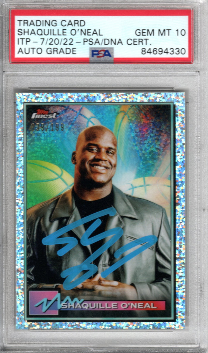 Shaquille O'Neal Signed Magic Lakers Heat Encapsulated 2021 Topps Finest #34 039/199 Card PSA AUTO GRADE GEM MINT 10-Powers Sports Memorabilia