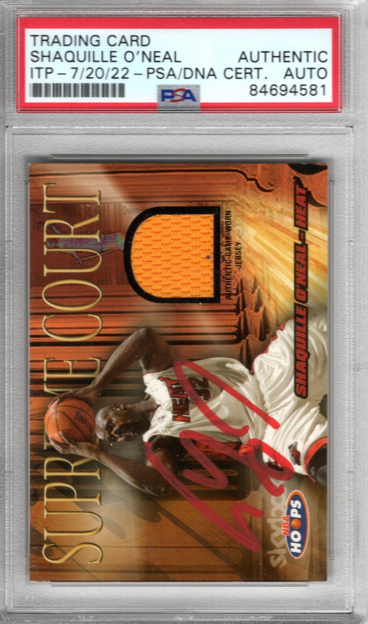 Shaquille O'Neal Signed Heat Encapsulated 2005 Game Worn Jersey Card PSA AUTHENTIC AUTO-Powers Sports Memorabilia