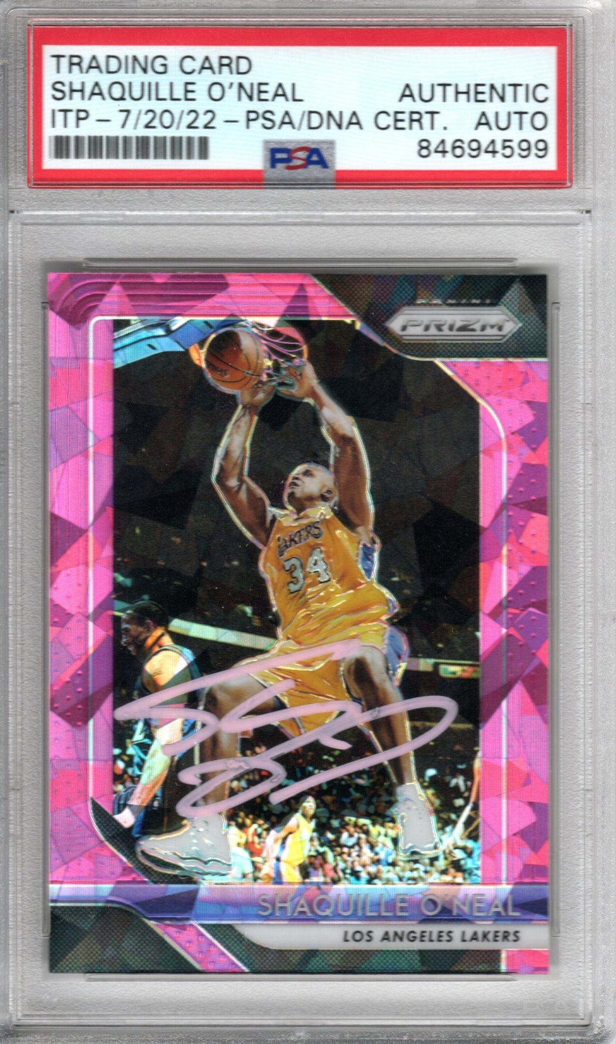Shaquille O'Neal Autographed Lakers Encapsulated 2018-19 No. 35 Panini Prizm Trading Card PSA ITP Authentic AUTO-Powers Sports Memorabilia