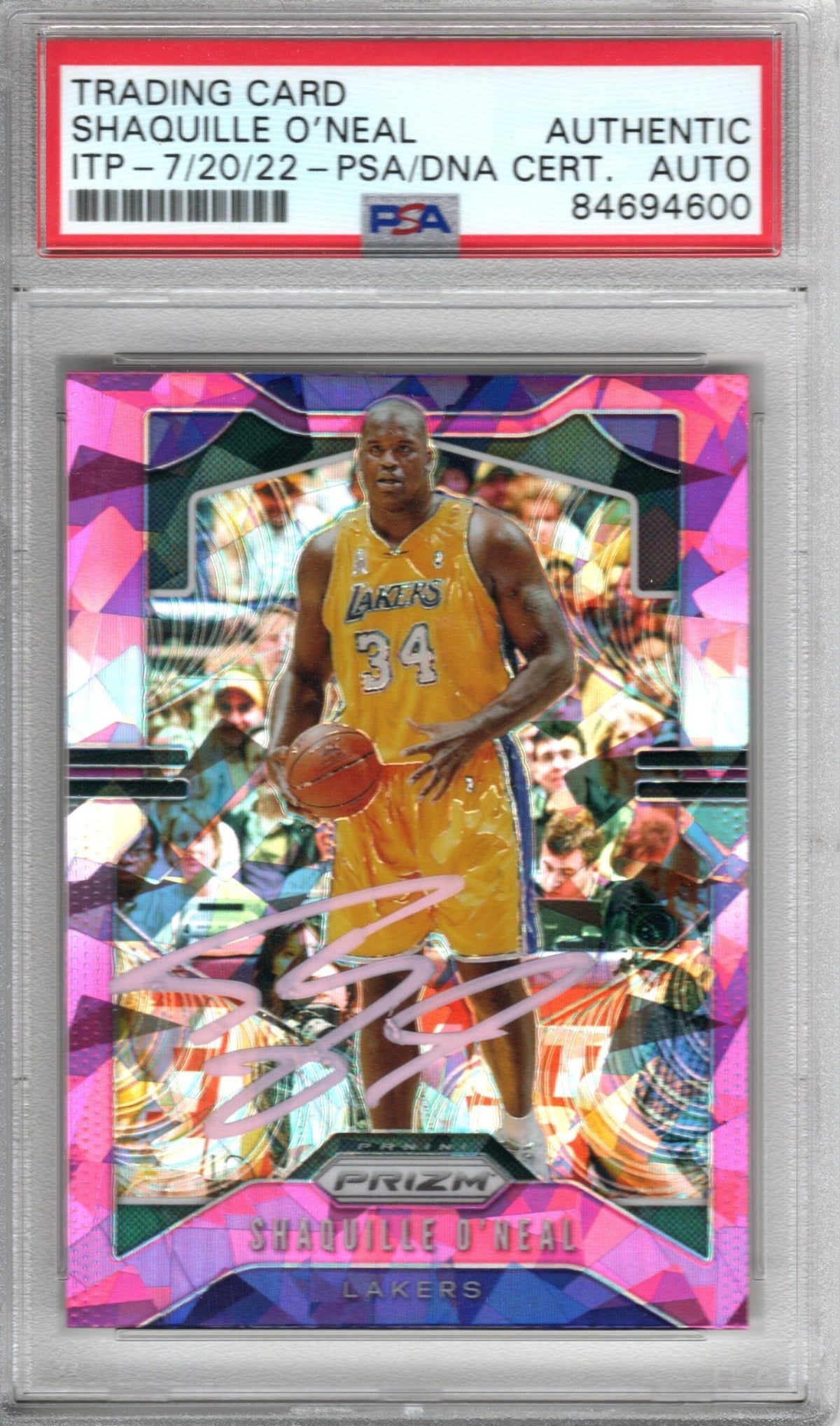 Shaquille O'Neal Autographed Lakers Encapsulated 2019-20 No. 11 Panini Prizm Trading Card PSA ITP Authentic AUTO-Powers Sports Memorabilia