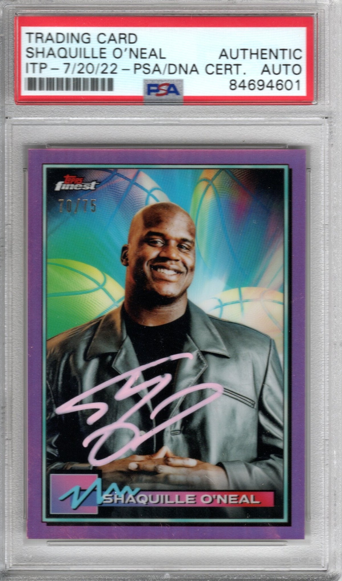 Shaquille O'Neal Signed Magic Lakers Heat Encapsulated 2021 Topps Finest #34 70/75 Card PSA Authentic AUTO-Powers Sports Memorabilia