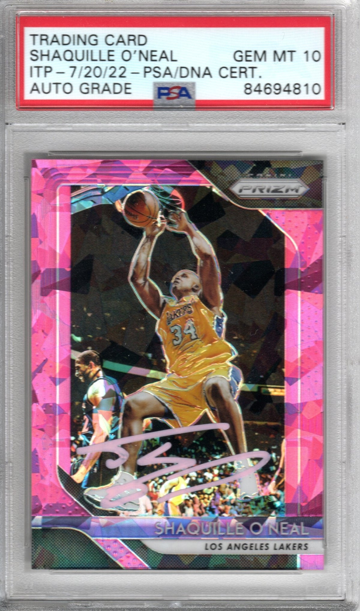 Shaquille O'Neal Autographed Lakers Encapsulated 2018-19 No. 35 Panini Prizm Trading Card PSA ITP GEM MT 10-Powers Sports Memorabilia