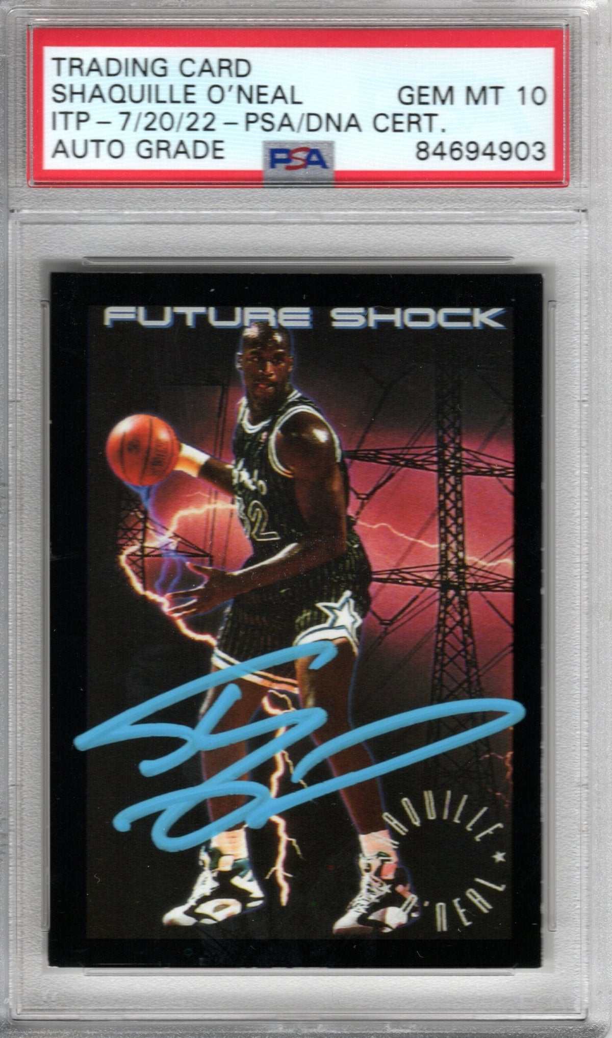 Shaquille O'Neal Autographed Orlando Magic Encapsulated 1994 SkyBox Future Shock Trading Card #331 PSA/DNA AUTO GRADE GEM MT 10 84694903-Powers Sports Memorabilia