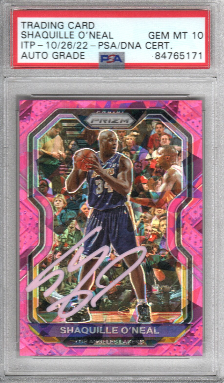 Shaquille O'Neal Signed Los Angeles Lakers Encapsulated 2020-21 Panini Prizm #207 Card AUTO GRADE GEM MT. 10-Powers Sports Memorabilia