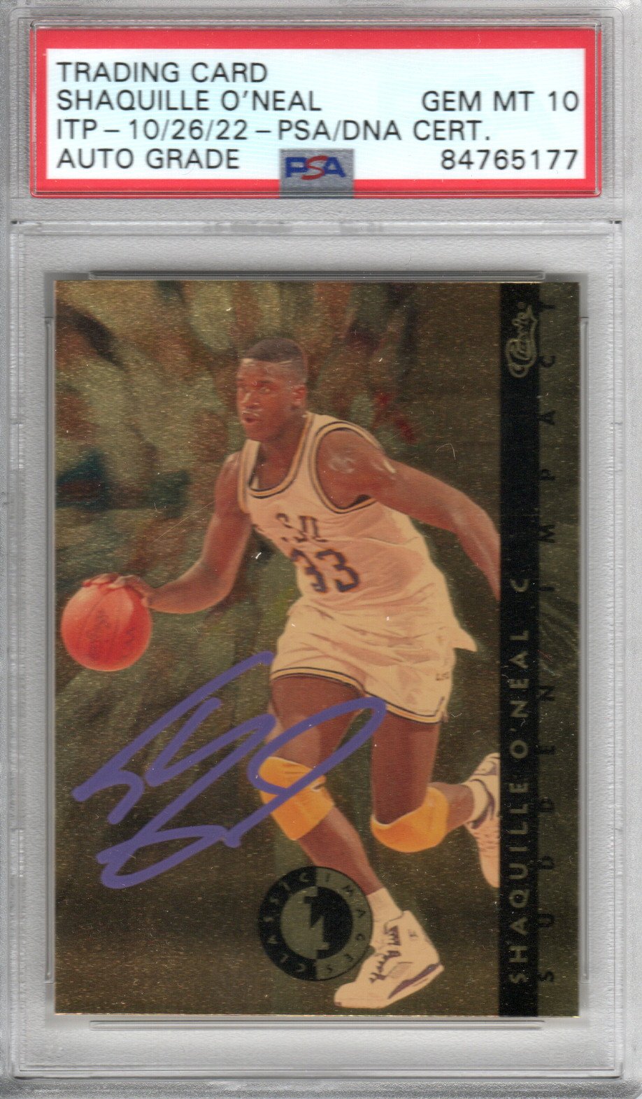 Shaquille O'Neal Signed LSU Tigers Encapsulated 1992-93 Classic Sudden Impact Rookie SI 9 Card - PSA GEM MT. 10-Powers Sports Memorabilia